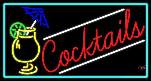 Cocktail And Martini Umbrella Cup Bar Real Neon Glass Tube Neon Sign 