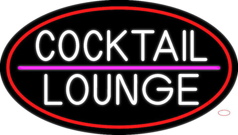 Cocktail Lounge Oval With Red Border Real Neon Glass Tube Neon Sign 