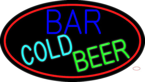 Cold Beer Bar With Red Border Real Neon Glass Tube Neon Sign