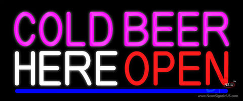 Cold Beer Here Open Real Neon Glass Tube Neon Sign