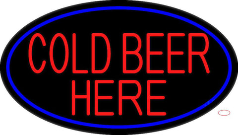 Cold Beer Here With Blue Border Real Neon Glass Tube Neon Sign