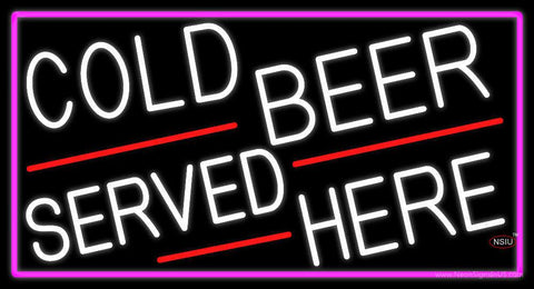 Cold Beer Served Here With Pink Border Real Neon Glass Tube Neon Sign 