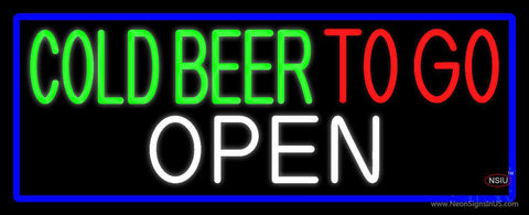 Cold Beer To Go With Blue Border Real Neon Glass Tube Neon Sign 