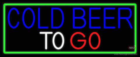 Cold Beer To Go With Green Border Real Neon Glass Tube Neon Sign