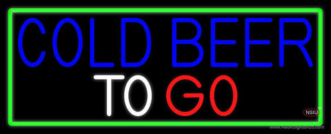 Cold Beer To Go With Green Border Real Neon Glass Tube Neon Sign 