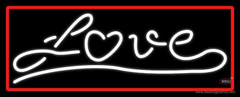 Cursive Love With Red Border Neon Sign