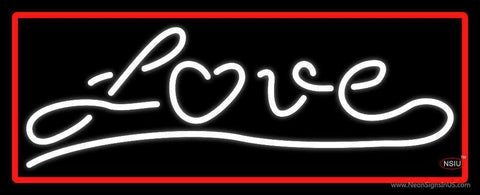 Cursive Love With Red Border Neon Sign 