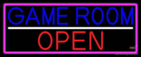 Game Room Open With Pink Border Real Neon Glass Tube Neon Sign 