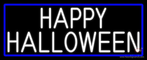 Happy Halloween With Blue Border Neon Sign