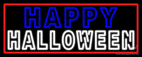 Happy Halloween With Red Border Neon Sign