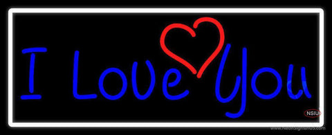 I Love You And Heart With White Border Neon Sign