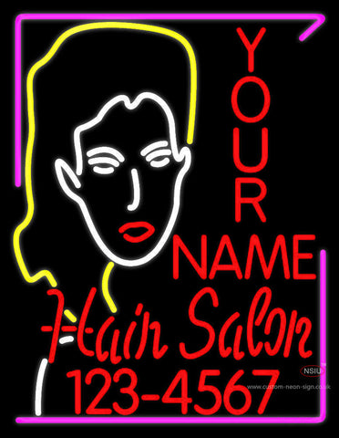 Custom Hair Salon With Number Neon Sign 