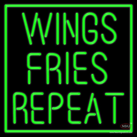 Wings Fries Repeat Real Neon Glass Tube Neon Sign 