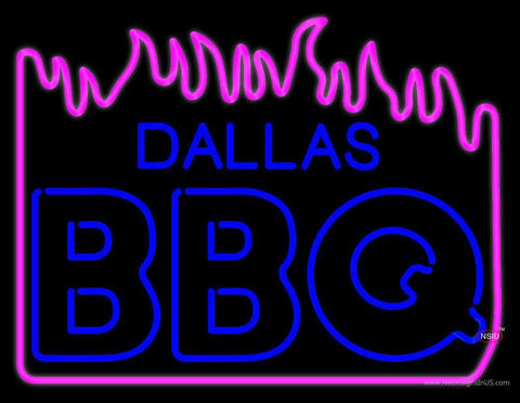 Dallas Bbq With Fire Neon Sign 