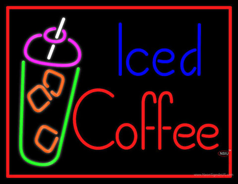 Iced Coffee Real Neon Glass Tube Neon Sign 