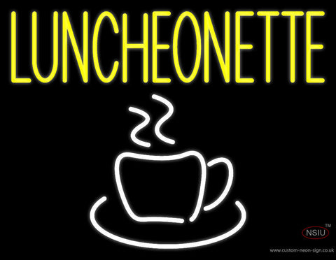 Luncheonette With Coffee Glass Neon Sign