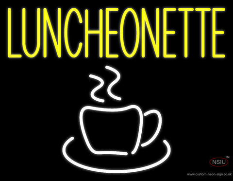 Luncheonette With Coffee Glass Neon Sign 