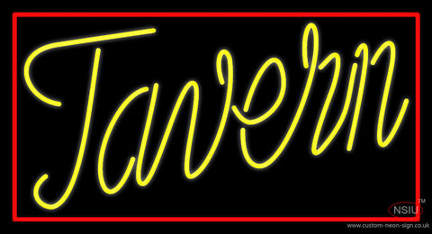 Yellow Tavern With Red Border Neon Sign 