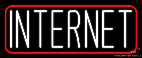 White Internet With Red Border Neon Sign