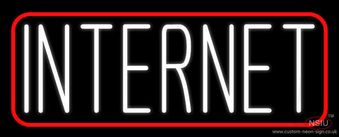 White Internet With Red Border Neon Sign 