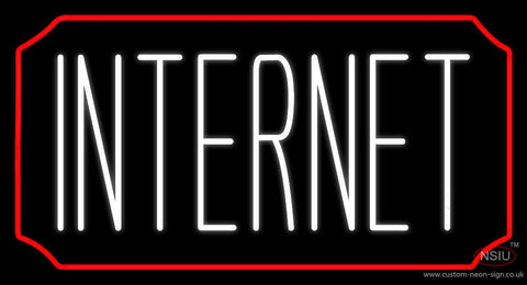 White Internet With Red Border Neon Sign 