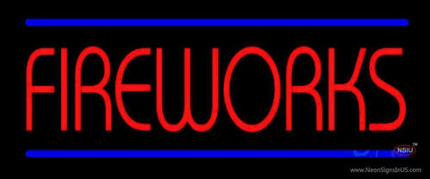 Red Fireworks Blue Lines Neon Sign 