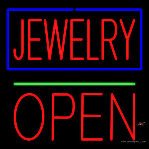 Jewelry Green Line Open Block Real Neon Glass Tube Neon Sign 