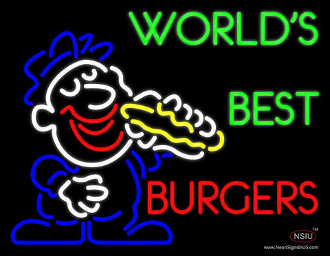 Worlds Best Burgers Real Neon Glass Tube Neon Sign 