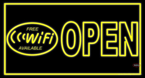 Free Wifi Available Block Open Real Neon Glass Tube Neon Sign 