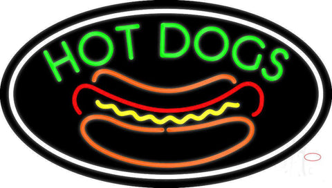 Green Hot Dogs Oval Real Neon Glass Tube Neon Sign 