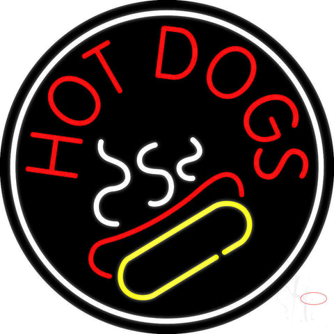 Red Hot Dogs Logo Circle Neon Sign 