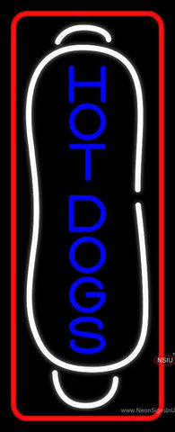 Blue Vertical Hot Dogs With Border Real Neon Glass Tube Neon Sign