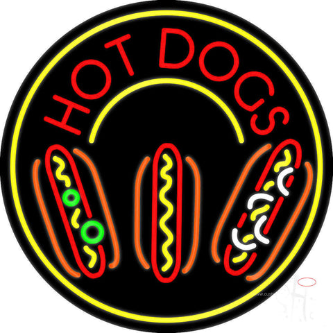 Circle Hot Dogs Neon Sign 