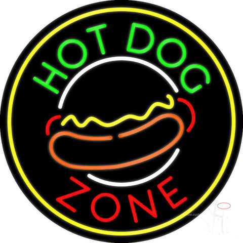 Circle Hot Dog Zone Neon Sign