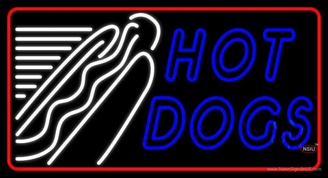 Double Stroke Hot Dogs With Border  Real Neon Glass Tube Neon Sign 