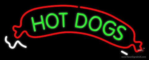 Green Hot Dogs Logo Real Neon Glass Tube Neon Sign 