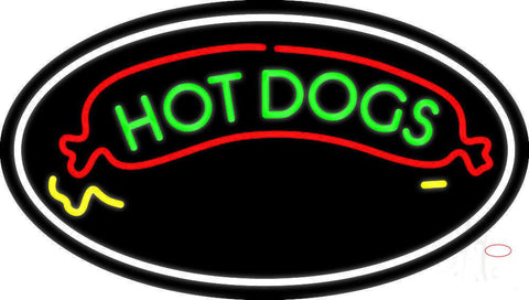 Green Hot Dogs Logo Oval Real Neon Glass Tube Neon Sign 
