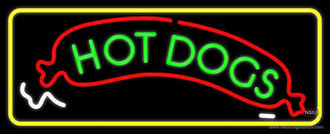 Green Hot Dogs Logo With Border Real Neon Glass Tube Neon Sign