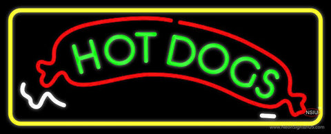 Green Hot Dogs Logo With Border Real Neon Glass Tube Neon Sign 