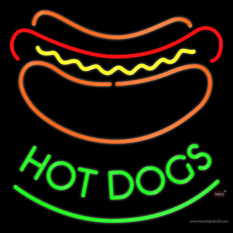 Green Hot Dogs Real Neon Glass Tube Neon Sign 
