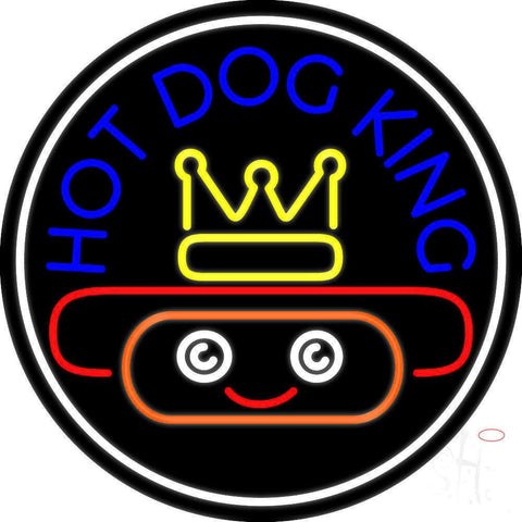 Hot Dog King Circle Real Neon Glass Tube Neon Sign 