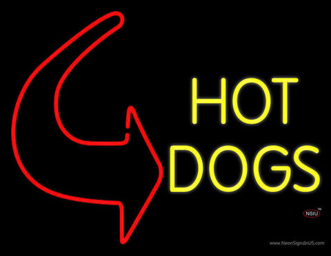 Hot Dogs With Arrow Real Neon Glass Tube Neon Sign