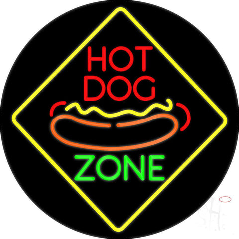 Hot Dog Zone Circle Real Neon Glass Tube Neon Sign 