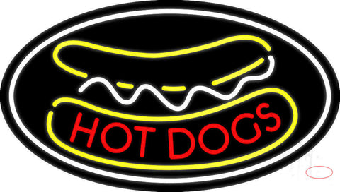 Oval Red Hot Dogs Neon Sign 