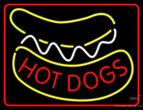 Red Border Hot Dogs Neon Sign 