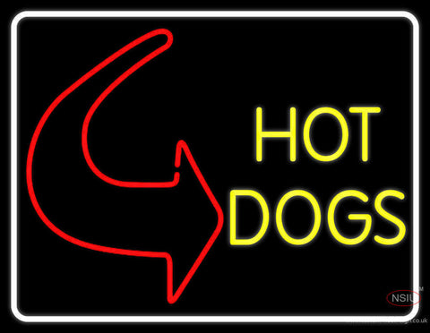 With Border Hot Dogs With Arrow Neon Sign 