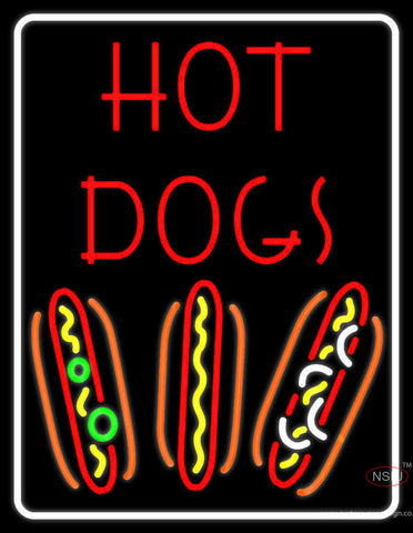 With Border Red Hot Dogs Neon Sign 