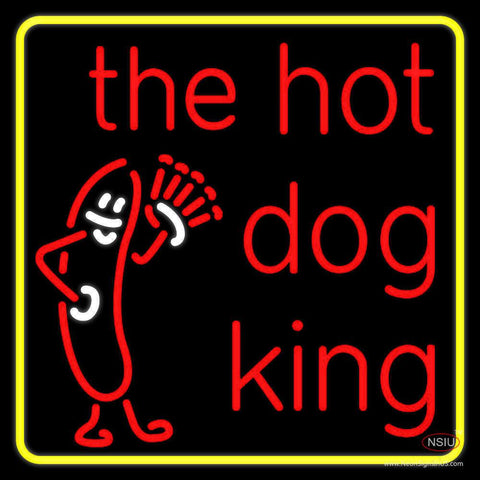Yellow Border Red The Hot Dog King Real Neon Glass Tube Neon Sign 