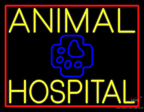 Yellow Animal Hospital with Logo Neon Sign 