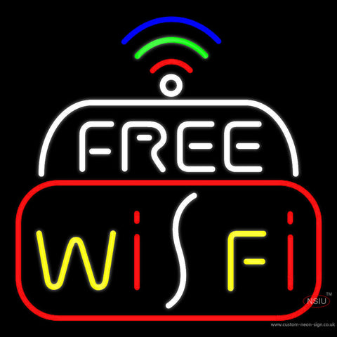 Wifi Free Block With Phone Number  Neon Sign 